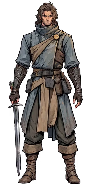 The Warden, sword in hand